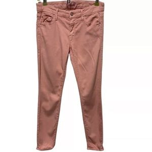 Mother the looker crop featherweight pop skinny jeans stretchy pink